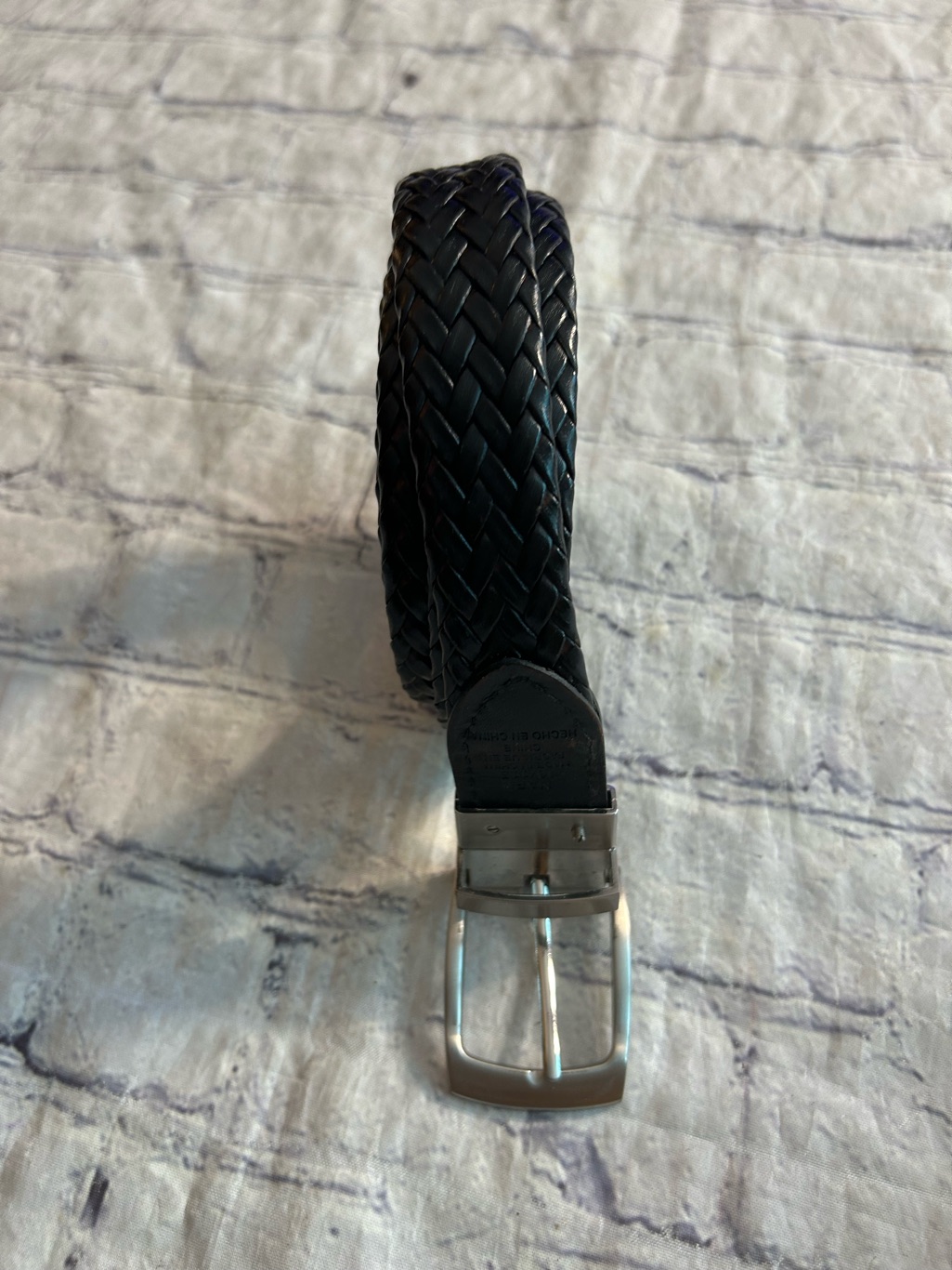 Naf Black And Brown Reversible Woven Braided Mens Belt Silver Tone Buckle 46